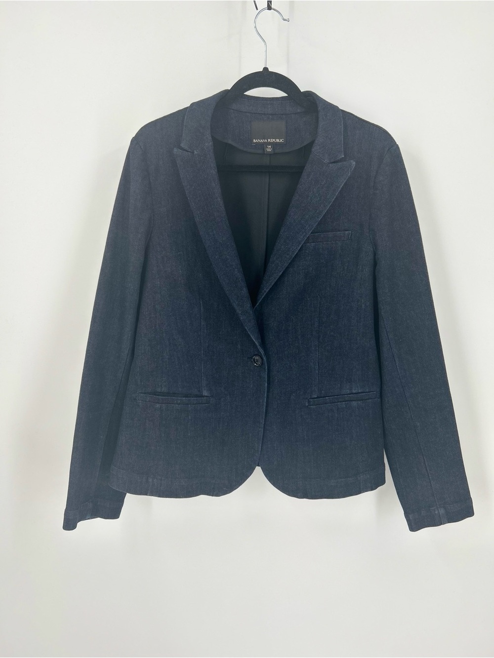 Banana Republic Dark Rinse Denim Blazer Jacket - Size 14 Stretch Single-Button